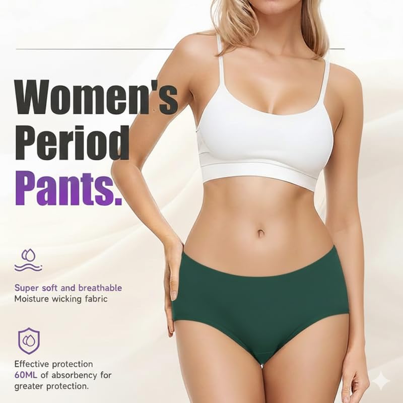 Image of DIVING DEEP Leakproof Period Panty for Women|Reusable Hipster Underwear for Medium to Heavy Flow| No Pad Required, Absorbent & Comfortable Full Breathable| 2 Years Reusable Pack of 2
