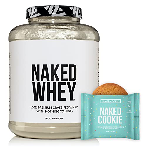 Grass Fed Protein Bundle: 5LB Unflavored Naked Whey and Naked Sugar Cookies 12 Pack
