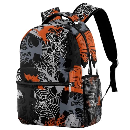 Sac à dos fille et garçon motif Halloween, grand sac de voyage décontracté ado 29.4x20x40cm