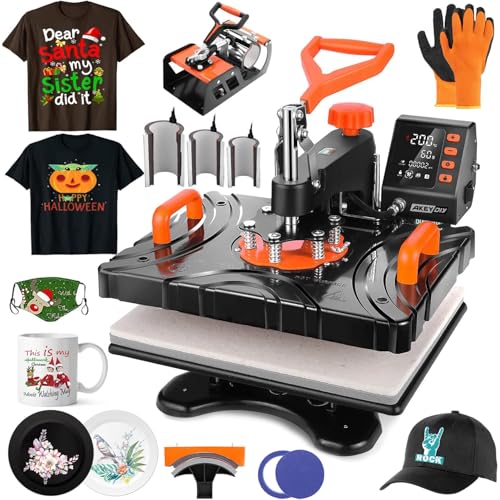 AKEYDIY Upgraded Heat Press Machine 8 in 1 Combo,Digital Multifunction...