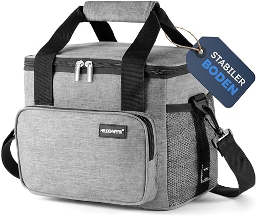 HELDENWERK® Kühltasche klein faltbar – 12h Kühlleistung – Thermotasche auslaufsicher & wasserdicht – Kühlbox, Picknicktasche, Lunchtasche, Isoliertasche mit 5 Fächern & verstärktem Boden
