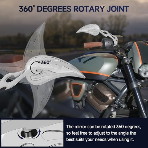 Image of Motorcycle Mirrors for Handlebars - Chrome CNC Adjustable Motorcycle Rearview Mirrors for Harley Street Glide Electra Glide Sportster XL 883 1200 Road King V-Rod Softail Dyna 1982-2024