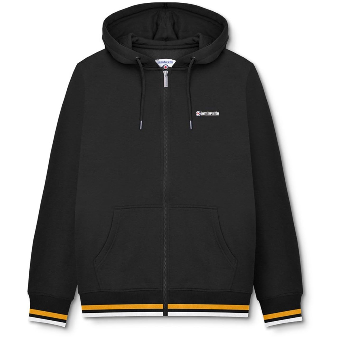 Lambretta Men's Zip Hoodie - Black/Gold - 2X Large