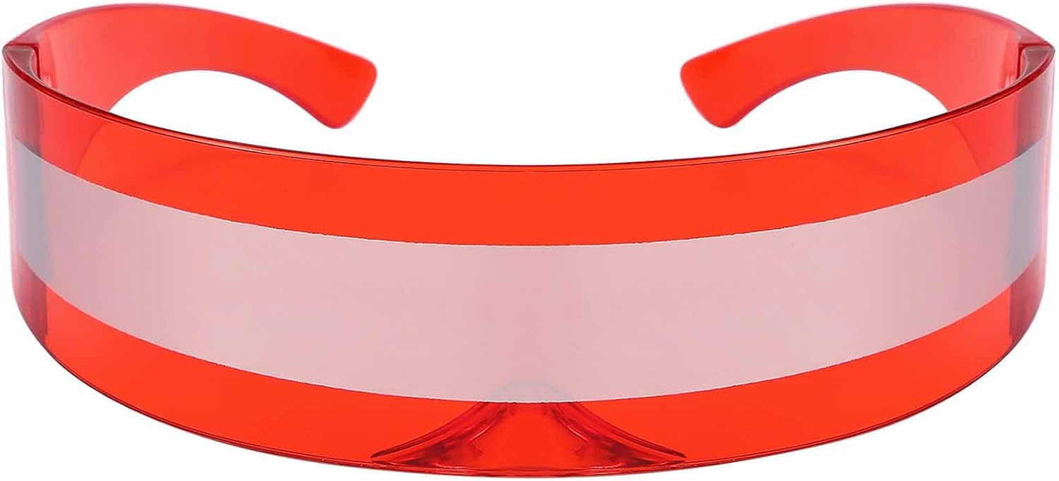 Dollger Futuristic Sunglasses Y2K Space Cyclops Wrap Around Glasses Rimless Translucent Mirrored Lens