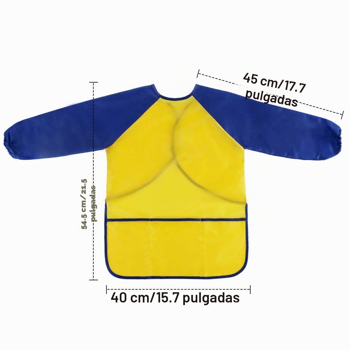 Pack De 2 Delantales Infantiles Impermeables NATUCE | Mangas Largas Y 3 Bolsillos | Talla única Para Niños De 3 A 7 Años | Colores Amarillo Y Azul
