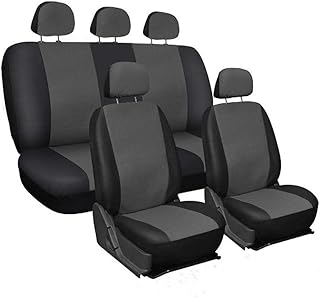 MOMIN Fundas de Asiento de Carro Paquete Universal de la PU del Cuero del Asiento de Coche Protectores Cubierta Frontal Desmontable Bucket Full Set Silla del Protector de 9