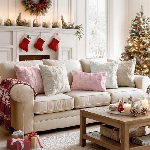 Image of MIULEE Christmas Throw Pillow Covers Pure White Set of 2 20x20