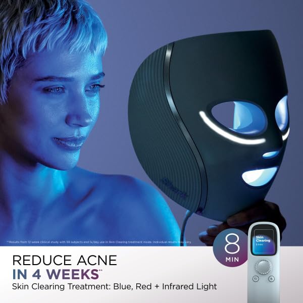 Image of Shark CryoGlow LED Face Mask with Under-Eye Cooling, Anti-Ageing & Blemish Repair, Red & Blue LED, Infrared Light Therapy, USB-C, Remote Control, Storage Bag, Adjustable Straps, Rose Glow, FW312PK