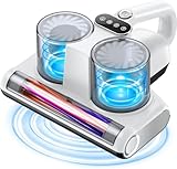 Bed Vacuum Cleaner Mattress Vacuum with UV 16Kpa Suction Filter 253.7nm UV-C Light & 30000 Rpm/Min Brushroll Rotation & Heating & Ultrasonic Quintuple Tech , Widened Suction Port, 500W, Corded(Yellow)