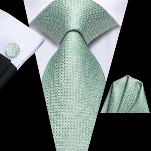 Set de corbata para hombre verde cuadros a cuadro miniatura 2
