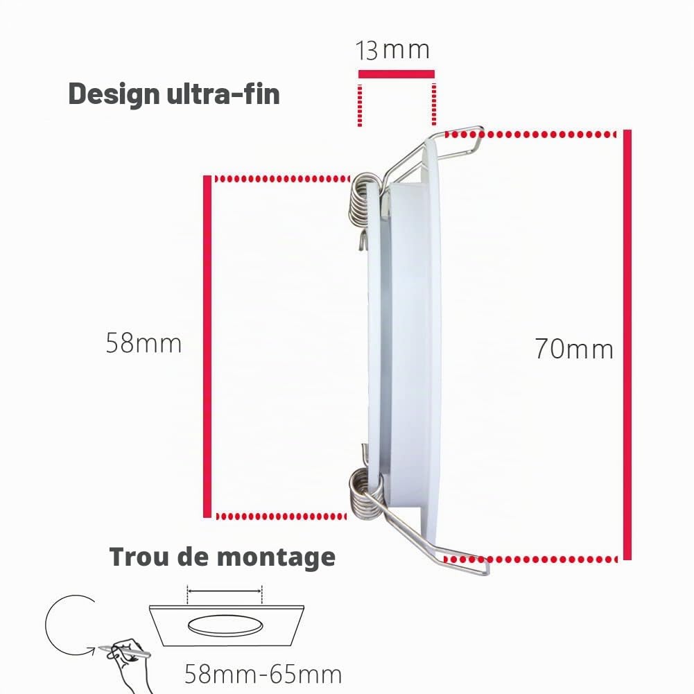 acegoo Lot de 4 Spot LED Encastrable 12V Extra Plat Dimmable Camping-car Bateau Encastré Blanc 3W 3200K Blanc chaud pour Meuble Van Salle de Bain