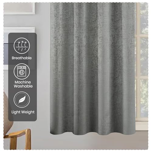 Image of FRESH FROM LOOM Supreme Texture Polyester Padre| Semi Black Out 80% Room Darkening Screens | Curtains for Home 9 Feet (Grey| 2pc Double Weaved Parda | Eyelet Ring | Long Door Curtain)