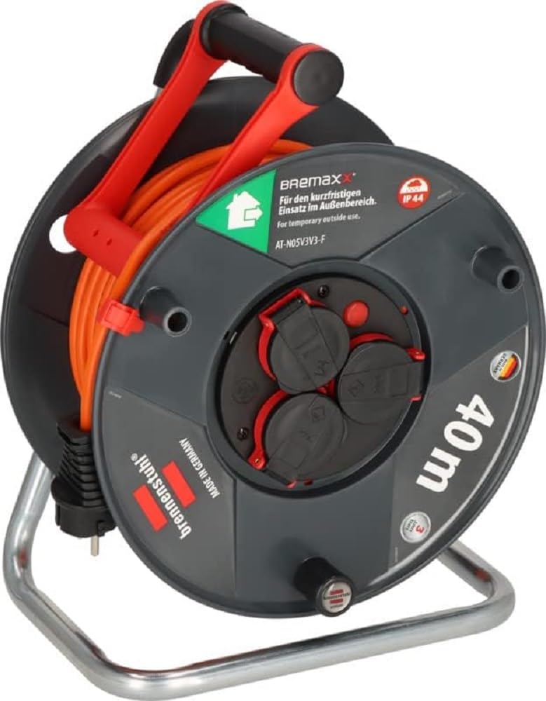Brennenstuhl Garant V2 IP44 Kabeltrommel 40m outdoor & Baustellen-Verlängerungskabel rot