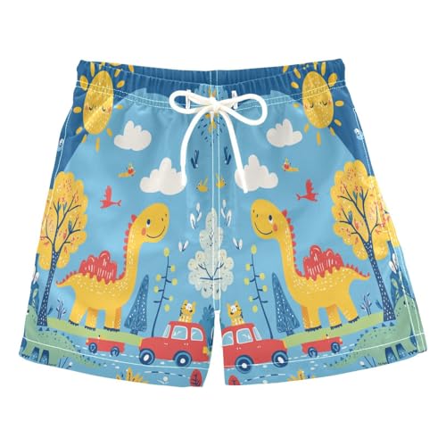 Jucciaco Boys Swim Trunk Quick Dry Beach Board Shorts Dinosaur Sun Cute Swimwear for Kids