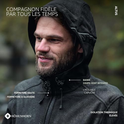 Höhenhorn Altus Veste softshell pour homme - Veste fonctionnelle d'extérieur - Veste de loisirs - Imperméable - Respirante - Chaude - Avec doublure intérieure en micropolaire, Bleu nuit, L – vue 6