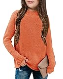 thefabland Girl's Long Sleeve Sweater Mock Neck Fall Soft Knit Pullover Jumper Tops Orange