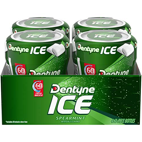 Dentyne Ice Spearmint Sugar Free Gum, 4 Bottles of 60 Pieces (240 Total Pieces)