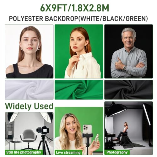 Image of Photography Backdrop Kit with Backdrop Stand, Softbox & LED Lighting - Complete Studio Equipment for Home Photo Studio, Product & Portrait Video Shoot