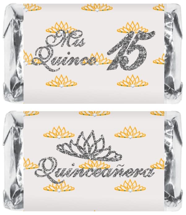 Mis Quince - Envoltura de barra de caramelo en miniatura, mini calcomanías de barra de chocolate de quinceañera para fiestas de cumpleaños de 15,