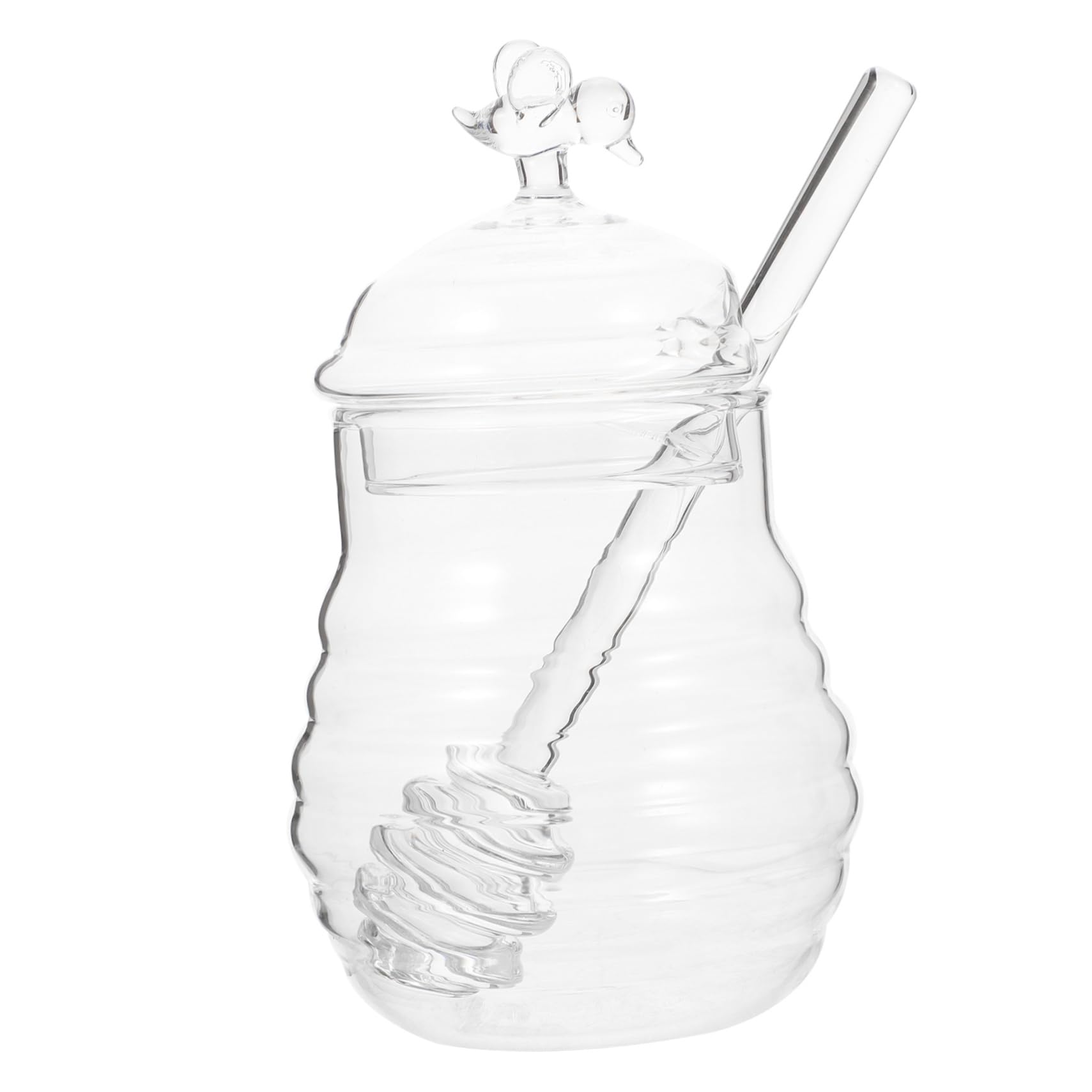 VALICLUD 1Set Glass with Stirring Rod Clear Honey Storage Container Random Lid Style for Syrup and Jam Storage for Kitchen Decoration