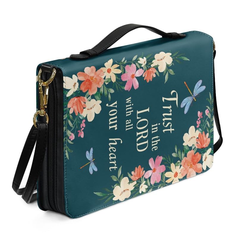 Kuiaobaty Color Flower God Saying Bible Carrying Case Book Bags with Detachable Shoulder Strap, Cute Floral Bible Book Bag Christian Gift for Men,Women — image 1