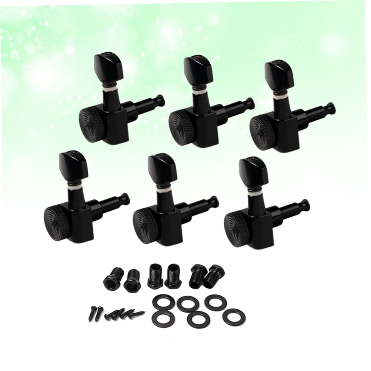 Yardwe 6Pcs Black Guitar Tuning Pegs Machine Heads for Acoustic Electric Guitars Durable Auto Locking Tuners with Heavy