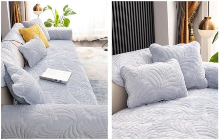 LUBOSE Velvet Sofa Covers, Washable Sofa Cover Protectors, Plush Sofa Covers, Sofa Protectors, Sofa Towels, Sofa Blankets(110 * 110cm, Gray)