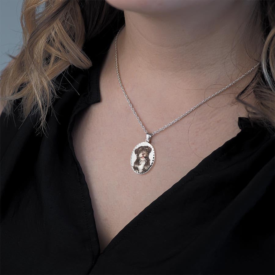 PicturesOnGold.com Oval w/Diamond Cut Edge Custom Photo Engraved Pendant - in Solid 14K, 10k, Yellow, White, Or Sterling Silver - Image 3