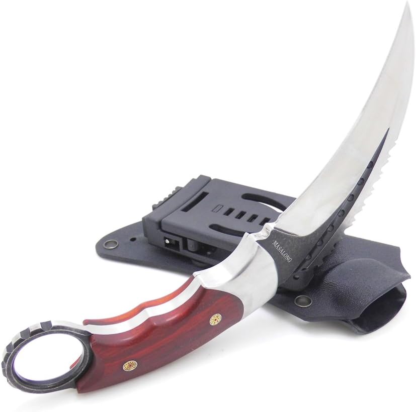 MASALONG Moltres Outdoor Survival Claw Tactical Double Edged Sharp Fixed Blade Knife with Sheath