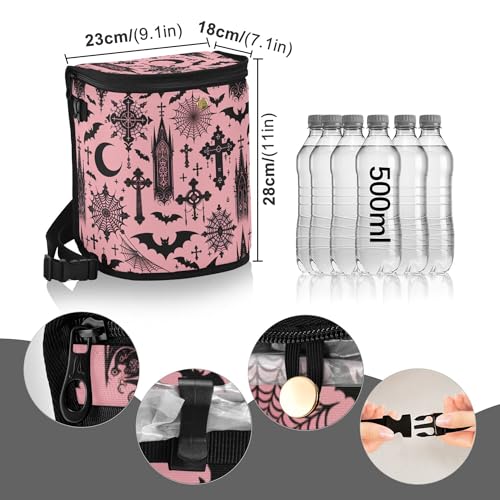 Image of MNSRUU Car Trash Can with Lid, Black Gothic Moon Spider Webs and Bats Car Trash Bag Hanging Organizers and Storage for Front Back Seat, Leak-Proof Trash Bin
