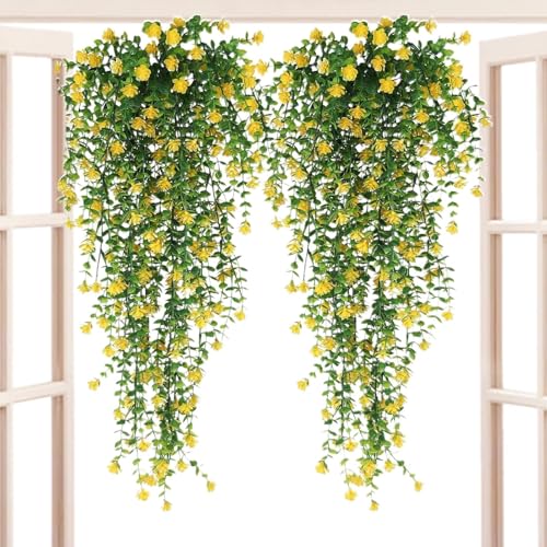 Genérico Plantas Artificiales Colgables | 2 Piezas de Plantas de Eucalipto Artificial | Decoración Realista Resistente a UV para Interior Cocina Dormitorio Baño Jardín Terraza Hogar Bodas