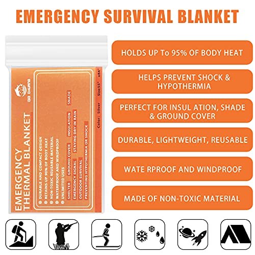 Emergency Mylar Thermal Blankets -Space Blanket Survival kit Camping Blanket (Pack of 6). Perfect for Outdoors, Hiking, Survival, Bug Out Bag ,Marathons or First Aid - Image 4