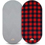 BlueSnail Soft and Strechy Bassinet Fitted Sheet, Cradle Sheets for Bassinet Pad/Mattress 2pk (Bassinet, Red buffola Plaid)