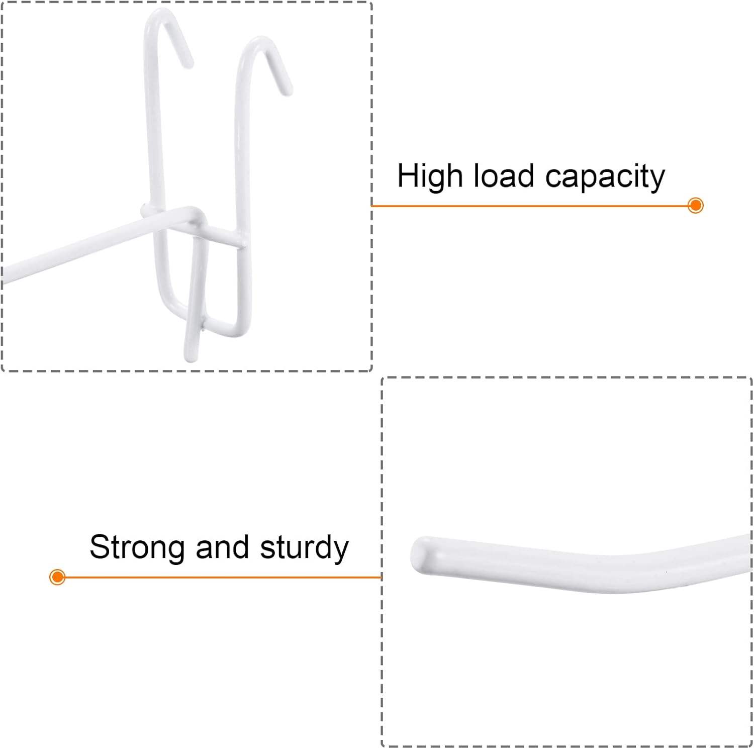 MECCANIXITY Grid Wall Display Hooks Store Garage Storage Wall Organizers 8 Inch White, Pack of 30