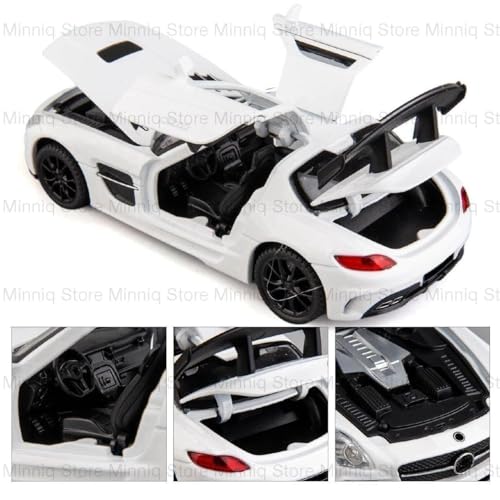 Image of 1 /32 Merceedes Benz SLS AMG GT Future Model Car - Exclusive Alloy Metal Pullback Toy with Openable Doors, Lights, and Music for Kids (1:32 Merceedes SLS- White)