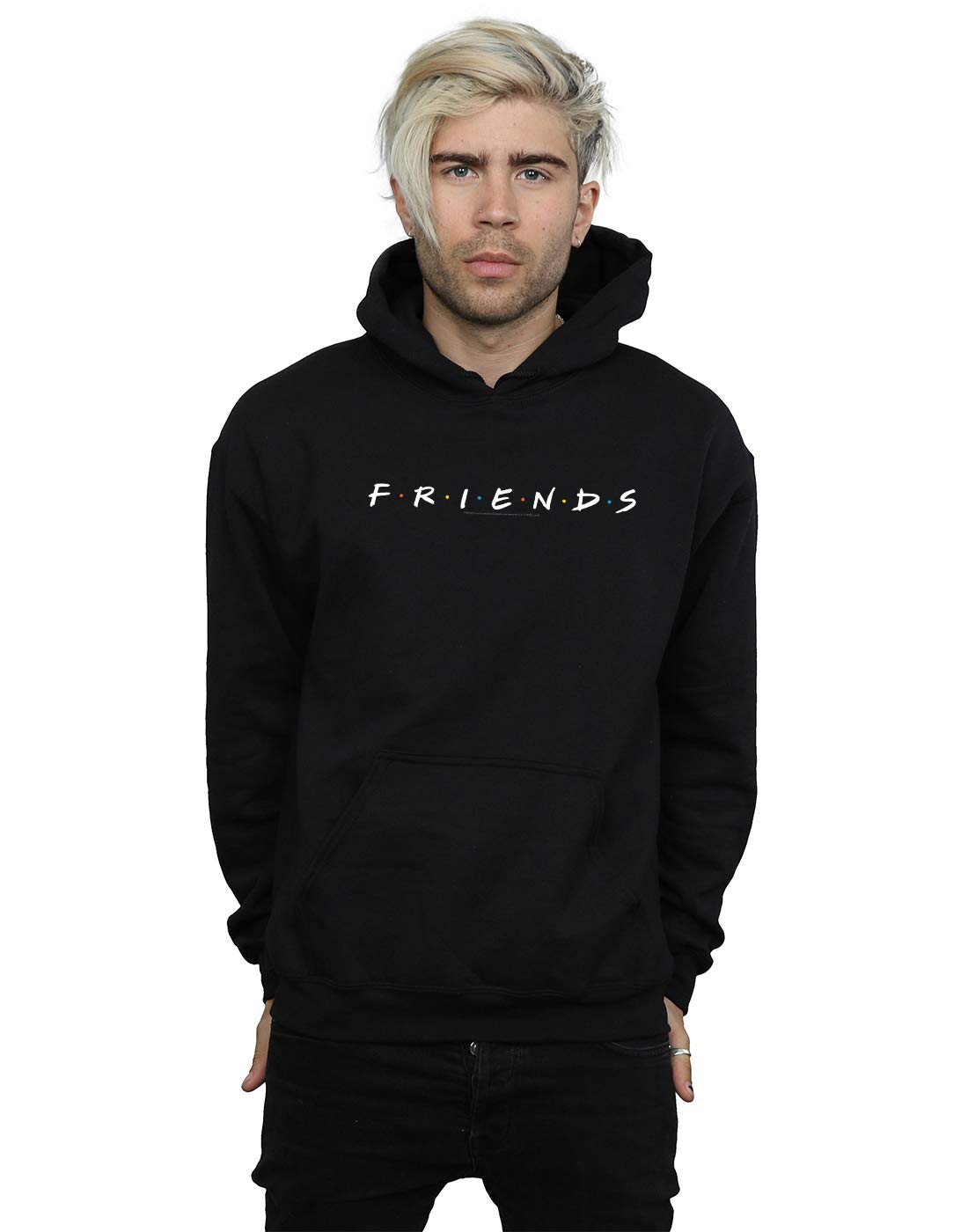 Absolute Cult Men's Black Friends Text Logo Hoodie Medium