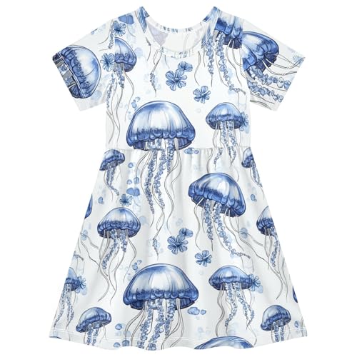 KLL Girls Summer Dresses Short Sleeve Soft Casual Birthday Party for Toddler Girls