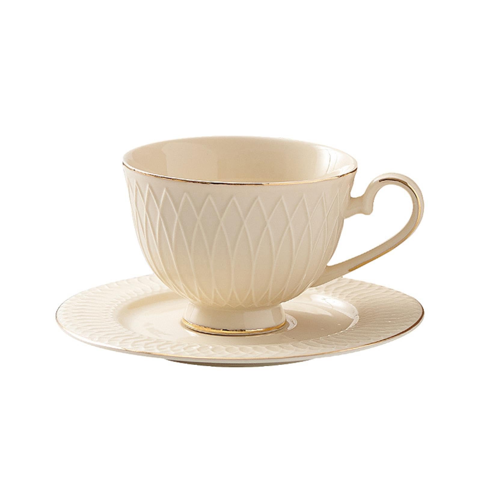 Europejski zestaw filiżanek do kawy, filiżanka i spodek z porcelany, 200 ml/7 uncji europejski talerz do kawy i dynia paski ceramiczny kubek do kawy