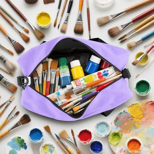 Image of Small Tool Bag, Canvas Tool Storage Bag, Large Capacity Multipurpose Zipper Soft Tote Organizer Pouch for Electrician, Plumbing, Gardening,Tools Bags for Men (Purple, 12 Inch)