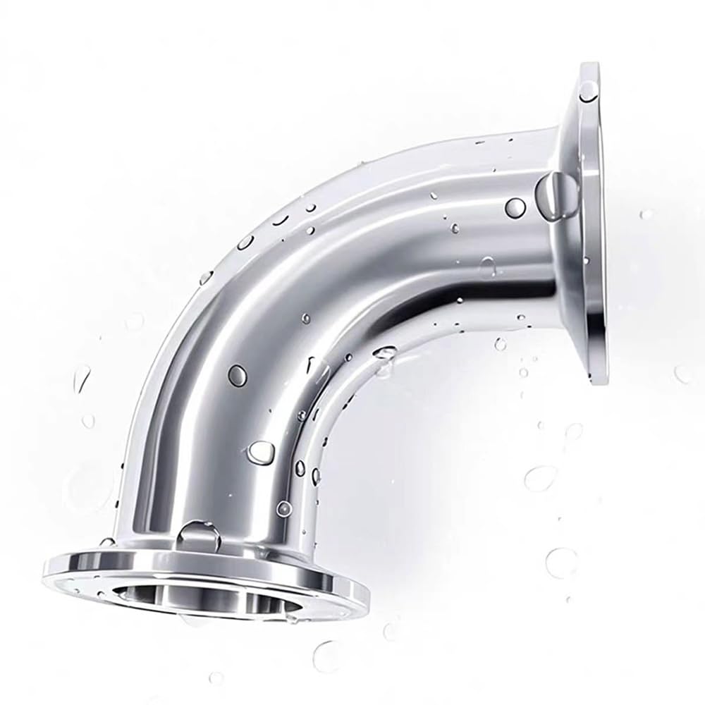 Raccord de Tuyau Coudé 90° à Collier Tri en Acier Inoxydable SS316 (ID 19-108mm, Ferrule OD 50.5-119mm) Poli Miroir Sanitaire pour Brassage Maison & Industrie - 1 Pièce(57mm Ferrule 77.5)