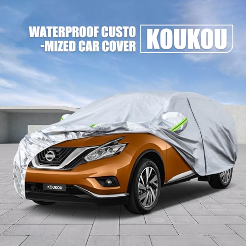 Image of Koukou SUV Car Cover Custom Fit Nissan Murano from 2002 to 2025, Waterproof Car Cover All Weather for Automobiles Outdoor Indoor with Zipper Door, Sun Rain Dust Snow Protection.