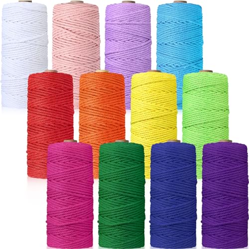 12 Rolls Macrame Cord 3mm Natural Cotton Twine