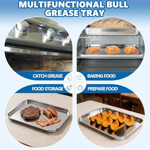 Image of SafBbcue Grill Grease Tray Stainless Steel Drip Pan Tray Bull for Grill Replacement Parts 24268 for All Bull Outdoor 30 Inch Grills-Angus, Outlaw, Lonestar