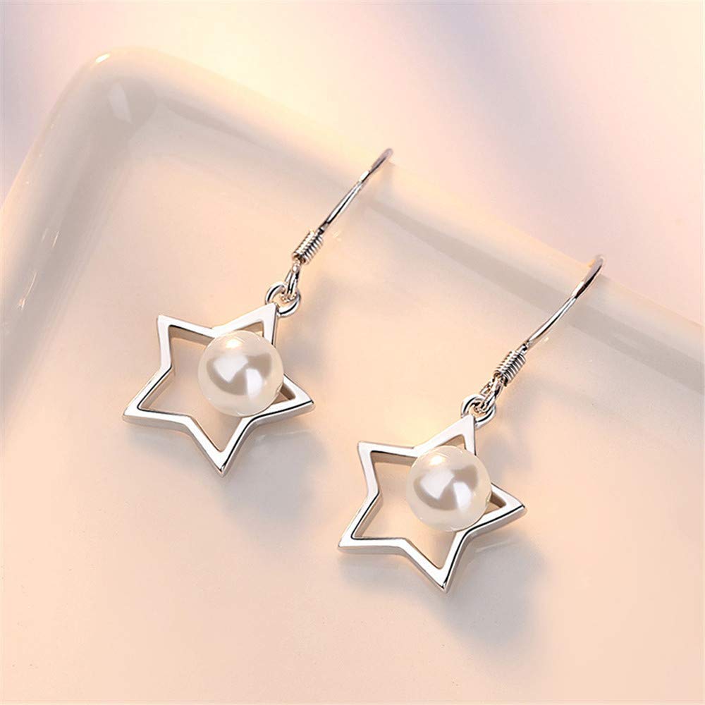 Zestaw eleganckich kolczyków Kolczyki damskie Biżuteria 925 Sterling Silver Star Pearl Wisiorek Kolczyki Hoop Drop Dangle Kolczyki ślubne Kolczyki sztyfty Biżuteria Akcesoria Prezent miłosny Prom