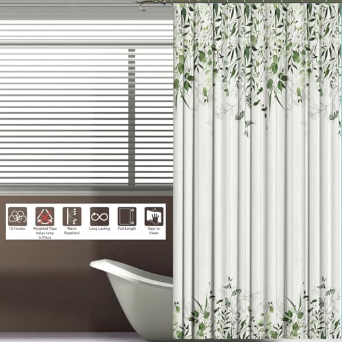 Image of Sassoon Ivy Canopy Polyester Washable 1 Piece Printed Bathroom Shower Curtain with Hooks - 6.5ft
