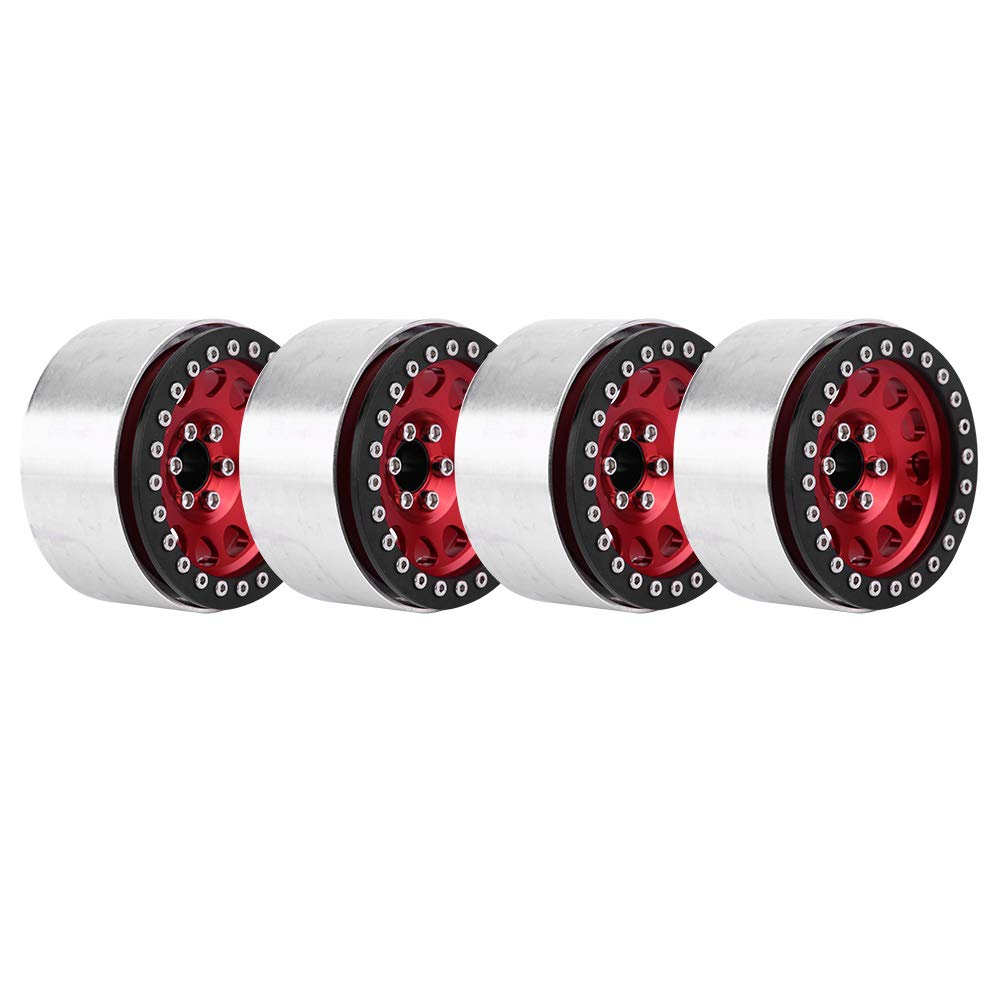 Buje de llanta de rueda RC, mecanizado CNC, aleación de aluminio, duradero, ligero, alto rendimiento, fácil instalación, acabado anodizado para TRX4, SCX10, 90046, KM2, Wraith (cubo de rueda rojo con