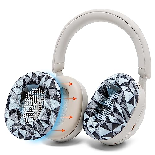 WC SweatZ XM5 - Patented Protective Headphone Ear Covers for Sony WH1000XM5 by WC | Only Compatible with Sony XM5 Over Ear Headphones | Sweatproof & Easily Washable | Geo Grey
