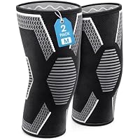 2-Pack BSRGMS Unisex Knee Compression Sleeves (Black, Medium)