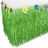Hawaiian Luau Hibiscus Green String & Colorful Silk Faux Flowers Table Hula Grass Skirt for Party Decoration, Events, Birthdays, Celebration (1 Pack) by Super Z Outlet®