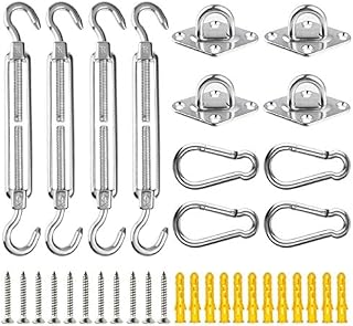 KAHEIGN M6 Awning Attachment Set, 28 Pcs Heavy Duty Sun Shade Sail Stainless Steel Hardware Kit for Triangle Square Rectangle Sun Shade Sail Installation